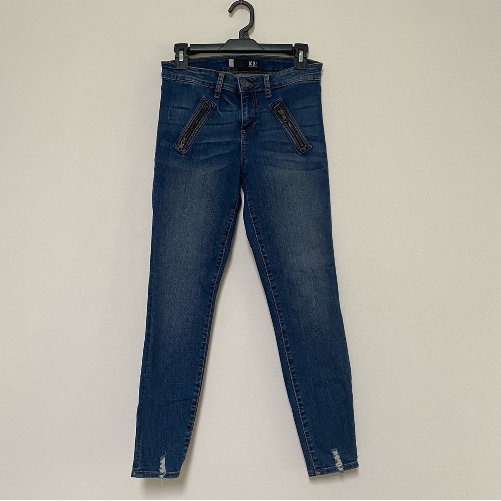 Kut Skinny Ankle Distressed Stretchy Jeans Size 4 Blue